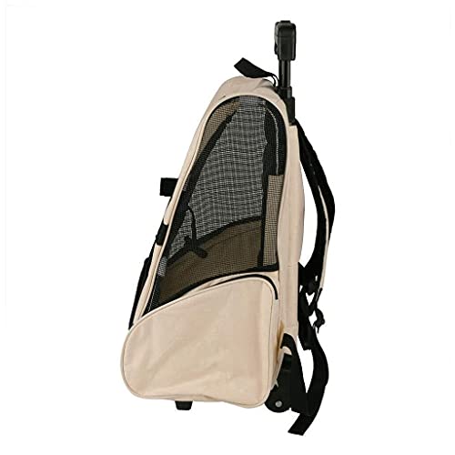 JKSVTF Haustier-Kinderwagen mit Rädern, verbesserter atmungsaktiver Hunde-Kinderwagen, tragbarer Hunderucksack, Autositz für Katzen, Welpen und kleine Hunde, cremefarben von JKSVTF