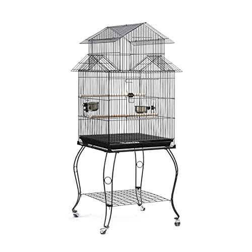 JKSVTF Massiver Vogelkäfig Vogelkäfig Zubehör Vogelhaus Outdoor Großer Vogelkäfig Kakadu Kanarienvogel Papagei Ara Käfig mit 4 Rollen für Lovebirds Finken Papageienvogelkäfig von JKSVTF