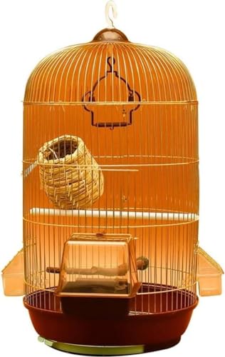 JKSVTF Professioneller Vogelkäfig, Haustierbedarf, Vogelträger, Gartendekoration, Kanarienvögel mit Trennwänden, Papageienkäfige für große Vögel, großer eleganter Retro-Vogelkäfig, Zuhause, goldener von JKSVTF