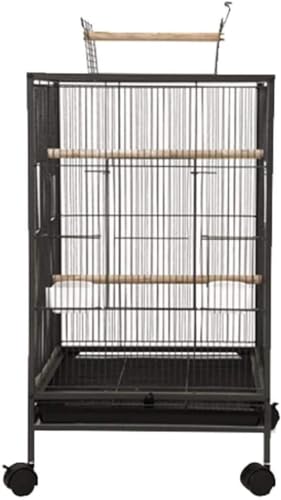JKSVTF Professioneller Vogelkäfig, Haustierbedarf, Vogelträger, Gartendekoration, bodenstehend, Luxus-Villa, großer Vogelkäfig für Papageien, interaktives Vogelhaus mit mobiler Rolle (Schwarz E) von JKSVTF