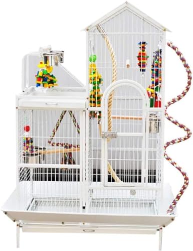 JKSVTF Professioneller Vogelkäfig, Haustierbedarf, Vogelträger, Gartendekoration, luxuriöser Papageienkäfig, große Farbplattform, kohlenstoffarmer Stahl, einfache Interaktion mit Haustieren (Weiß b) von JKSVTF