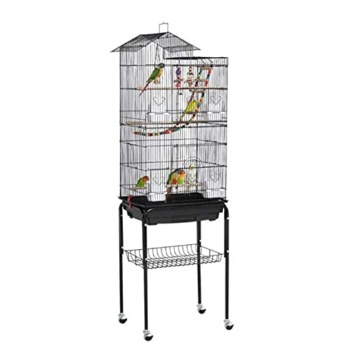Massiver Vogelkäfig Haushalt 4 Rollen Draht Vogelkäfig Räder Indoor/Outdoor Großer Stacheldraht mit Oberlichtern Papageienkäfig für Lovebirds Finken Papageienkäfig Papageienkäfig von JKSVTF