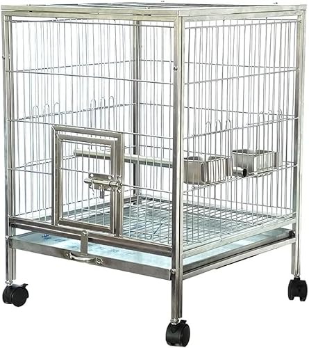 Professioneller Vogelkäfig Haustierbedarf Vogelträger Gartendekoration Käfige Haushalt Kleine und mittelgroße Vogel Baden Großer Raum Papagei Fütterung Quadratischer Vogel mit Rollen für von JKSVTF