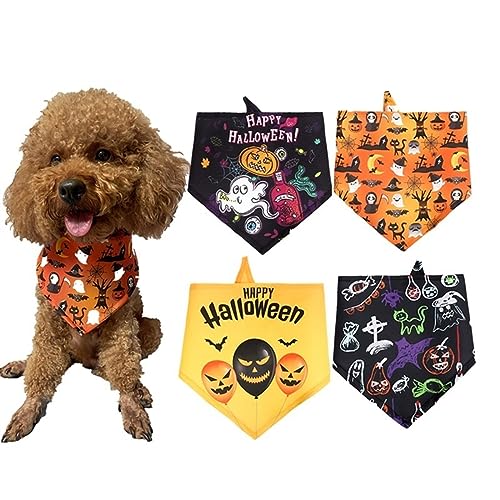 4er-Pack Halloween-Hundehalstücher, Geister-Halloween-Party-Weblätzchen, Haustierdekorationshalstuch for kleine mittelgroße Hunde 4er-Pack Halloween-Hundehalstücher, Geister-Halloween-Party-Weblätzchen, Haustierdekorationshalstuch for kleine mittelgroße Hunde von JKUHA