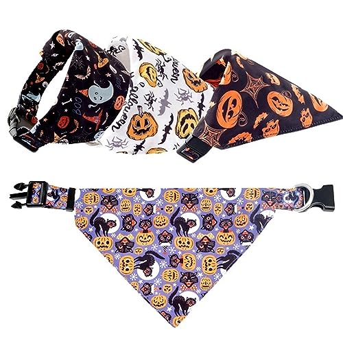 4er-Pack Halloween-Hundehalstücher, Outfit, Halloween-Geburtstags-Festival-Versorgung, verstellbares Hundehalstuch, Haustierzubehör(M) von JKUHA
