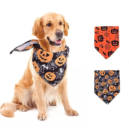 Halloween-Hunde-Bandanas 2 Stück, Kürbis-Hunde-Bandana, Herbst-Hunde-Randhalstuch, süßes Geister-Kürbis-Haustier-Urlaubsschal-Set Halloween-Hunde-Bandanas 2 Stück, Kürbis-Hunde-Bandana, Herbst-Hunde-Randhalstuch, süßes Geister-Kürbis-Haustier-Urlaubsschal-Set von JKUHA