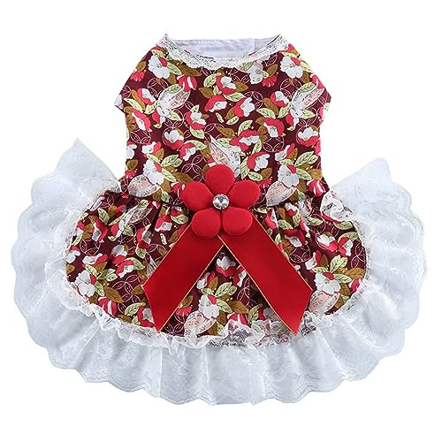 Hundekleid, kleine Hunde, Mädchen, Spitze, Tüll, Tutu, Prinzessinnenrock, Welpen-Partykleid for Weihnachten, Hochzeit, Geburtstagsfeier(I,XS) von JKUHA
