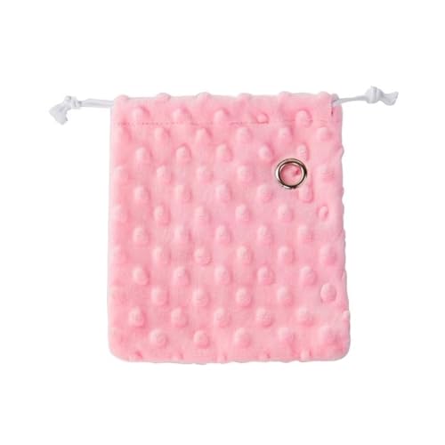 Kleine Haustier-Außentasche mit Kordelzug, Warmer und atmungsaktiver Plüsch-Schlafsack for Zuckergleiter-Hamster, ausgefallene Ratten (Size : Pink) von JKUHA