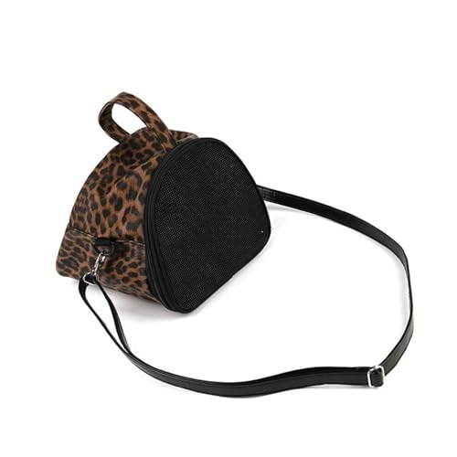 Tragbare Outdoor-Tasche for kleine Haustiere, atmungsaktive Tragetasche aus PU-Leder mit Stereo-Leopardenmuster for ausgefallene Ratten, Papageien, Meerschweinchen (Size : M) von JKUHA