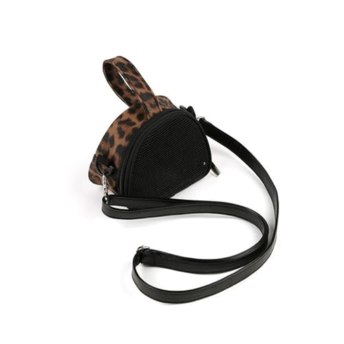 Tragbare Outdoor-Tasche for kleine Haustiere, atmungsaktive Tragetasche aus PU-Leder mit Stereo-Leopardenmuster for ausgefallene Ratten, Papageien, Meerschweinchen (Size : S) von JKUHA