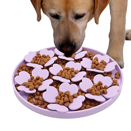 JMEDIC Hundelecken Matte, Schüssel für langsame Fütterung mit Erdnussbutter, Puzzle-Fütterung mit erhöhtem Blumendesign, für Joghurt, Nass- oder Trockenfutter, Linderung von Langeweile von JMEDIC