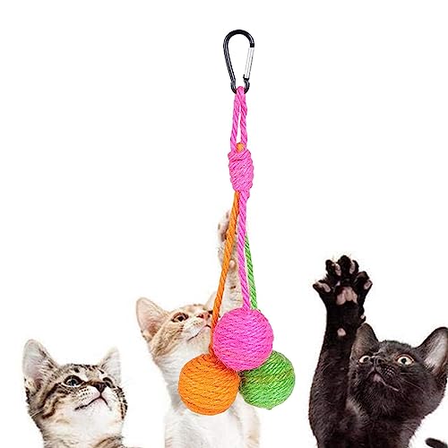 JMEDIC Katzenspielzeug Ball aus Seil | Ball für Katzen, Sisalball für Katzen, tragbar, zum Kauen, Kratzspielzeug für Innenräume, kleine große Kätzchen, Welpen und Tiere von JMEDIC