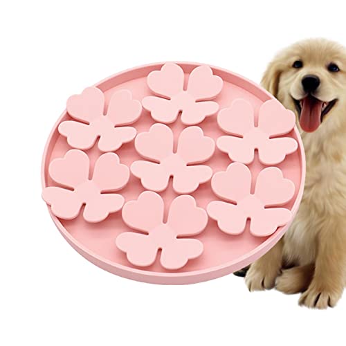 JMEDIC Silikonmatte für Hunde, Erdnussbutter mit Saugnapf – Puzzle-Netzteil mit erhöhtem Blumendesign für Joghurt aus Wasser, Nass- oder Trockenfutter, Entlastung von JMEDIC