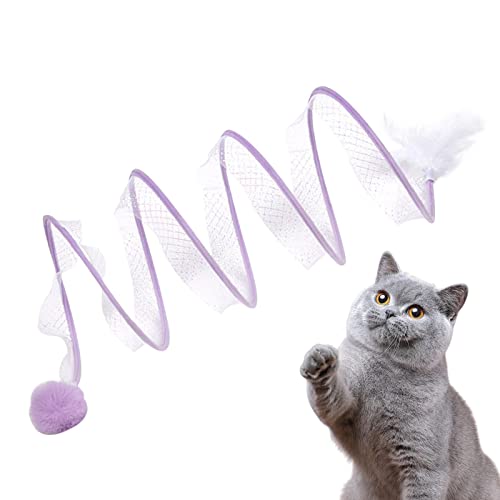 Katzentunnel gefaltet | Federspielzeug für Katzen in S-Form – interaktives faltbares Haustierspielzeug für Kaninchen, Kätzchen, alle Rassen Jmedic von JMEDIC