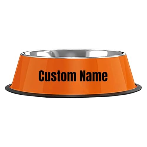 Personalisierter Hundenapf und Katzennapf aus Edelstahl – rutschfest, leicht zu reinigen, ideal als Futterschüssel oder Wassernapf für Hunde und Katzen (Orange) von JMIPET