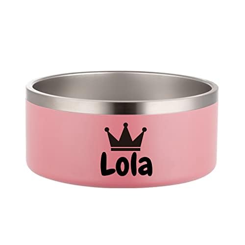 Personalization Dog Bowls Stainless Steel Cat Food Bowl Pet Water Bowl Feeder Suitable for Small Medium Large Dogs and Cats Bottom is Non-Slip and Easy to Clean (Pink) von JMIPET