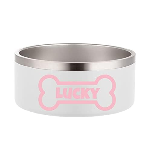 JMIPET Personalization Dog Bowls Stainless Steel Cat Food Bowl Pet Water Bowl Feeder Suitable for Small Medium Large Dogs and Cats Bottom is Non-Slip and Easy to Clean (White) von JMIPET