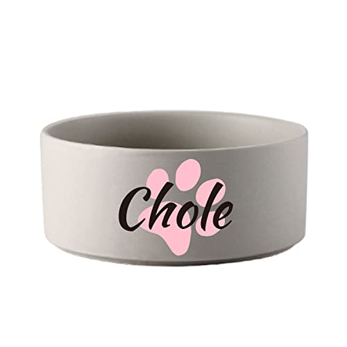 Personalized Ceramic Dog Cat Bowls Dog Water and Food Dish Custom Pet Bowl for Small Medium Large Dogs Kitten Puppy Bowls Bottom Non-Slip (Gray) von JMIPET