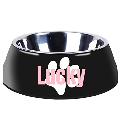 Personalized Dog Bowls Separate Design Stainless Steel Cat Food Water Bowls Custom Name Bottom Non-Slip Pet Bowl Suitable for Small Medium Large Cat and Dog Feeder (Black) von JMIPET