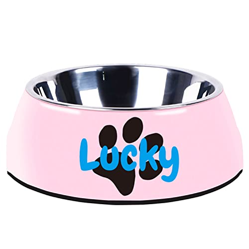 Personalized Dog Bowls Separate Design Stainless Steel Cat Food Water Bowls Custom Name Bottom Non-Slip Pet Bowl Suitable for Small Medium Large Cat and Dog Feeder (Pink) von JMIPET