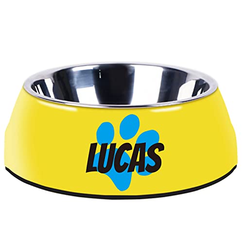 Personalized Dog Bowls Separate Design Stainless Steel Cat Food Water Bowls Custom Name Bottom Non-Slip Pet Bowl Suitable for Small Medium Large Cat and Dog Feeder (Yellow) von JMIPET