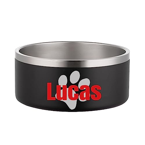 Personalized Dog Bowls Stainless Steel Small Medium Large Dog Water Food Bowl Cat Food Bowls for Indoor Cats Custom Puppy Bowls Cute Pet Dishes Bottom Non-Slip (Black) von JMIPET