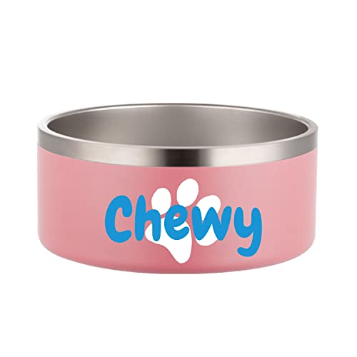 Personalized Dog Bowls Stainless Steel Small Medium Large Dog Water Food Bowl Cat Food Bowls for Indoor Cats Custom Puppy Bowls Cute Pet Dishes Bottom Non-Slip (Pink) von JMIPET