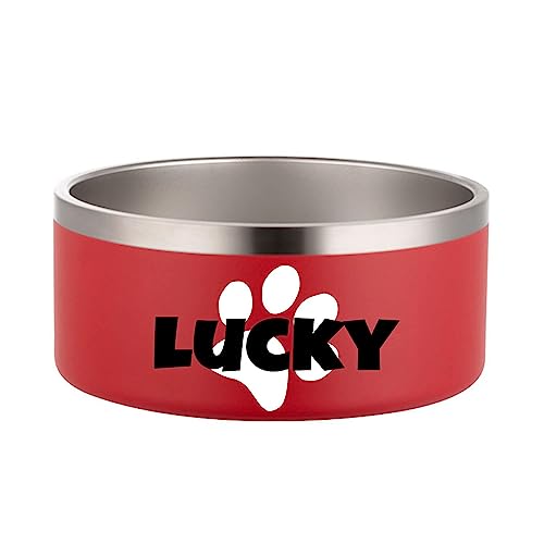 Personalized Dog Bowls Stainless Steel Small Medium Large Dog Water Food Bowl Cat Food Bowls for Indoor Cats Custom Puppy Bowls Cute Pet Dishes Bottom Non-Slip (Red) von JMIPET