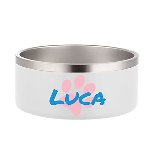 Personalized Dog Bowls Stainless Steel Small Medium Large Dog Water Food Bowl Cat Food Bowls for Indoor Cats Custom Puppy Bowls Cute Pet Dishes Bottom Non-Slip (White) von JMIPET