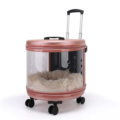JMOZHCD Haustier-Katzenfach, Haustier-Trolley, transparente Katzentasche, multifunktionale Katze, Raumkapsel, Hund, Outdoor-Trolley (Pink) von JMOZHCD