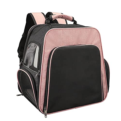 JMOZHCD Haustier-Rucksack, Hunderucksack für kleine Hunde und Katzen, belüftetes Design, atmungsaktiver Hunderucksack, Katzentasche für Wandern und Camping (Pink) von JMOZHCD