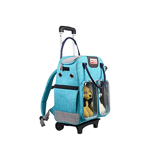 JMOZHCD Haustier-Rucksack mit Rädern, weiche Wander-Tragetasche für kleine Hunde und Katzen, abnehmbare Rollräder, Netz-Belüftungsfenster (F) von JMOZHCD