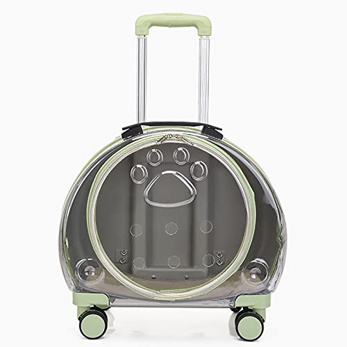 JMOZHCD Haustier-Taschen-Trolley mit leisen Rädern, leichte Haustier-Versandbox mit Aufklebern, frei atmende Hunde-Reisetasche, Outdoor-Reisen, Wandern (Green B) von JMOZHCD