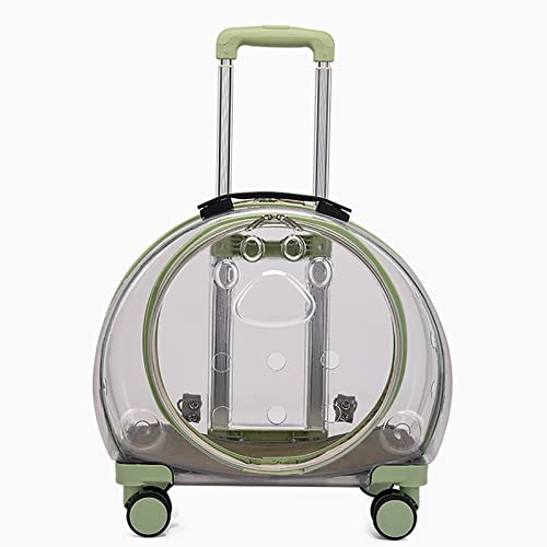 JMOZHCD Haustier-Taschen-Trolley mit leisen Rädern, leichte Haustier-Versandbox mit Aufklebern, frei atmende Hunde-Reisetasche, Outdoor-Reisen, Wandern (Green a) von JMOZHCD