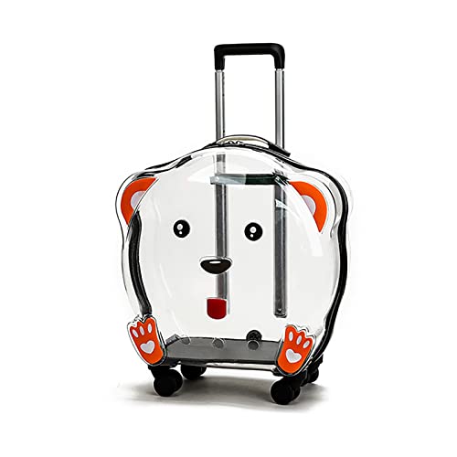 JMOZHCD Haustier-Transporttasche, Haustier-Tasche, Trolley-Koffer mit leisen Rädern, leicht, mit Aufklebern, frei atmende Hunde-Reisetasche, Outdoor, atmungsaktiv (Black) von JMOZHCD