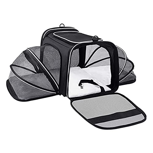 JMOZHCD Haustiertasche, 2 Seiten erweiterbar, großer Reiserucksack für Katzen, transparente Hartschalentasche vorne, abnehmbares Polster, verstellbare Schultergurte (C) von JMOZHCD