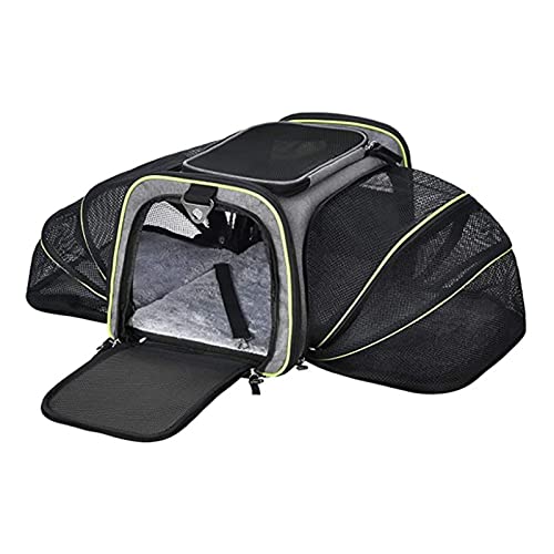 JMOZHCD Haustiertasche, 2 Seiten erweiterbar, großer Reiserucksack für Katzen, transparente Hartschalentasche vorne, abnehmbares Polster, verstellbare Schultergurte (D) von JMOZHCD