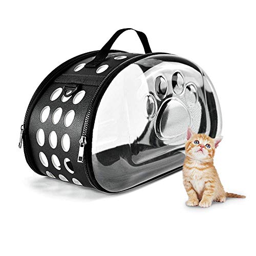 JMOZHCD Pet Capsule Pet Carrier Welpenrucksack, tragbare Reisetransporttasche für Katzen und Hunde, atmungsaktiver transparenter Kapseltierrucksack (Black Small) von JMOZHCD