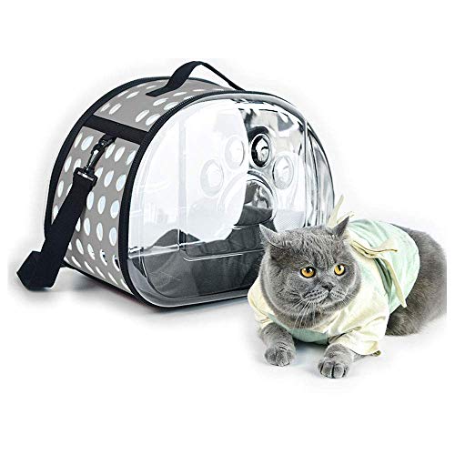 JMOZHCD Pet Capsule Pet Carrier Welpenrucksack, tragbare Reisetransporttasche für Katzen und Hunde, atmungsaktiver transparenter Kapseltierrucksack (Gray Small) von JMOZHCD