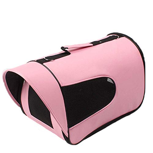 JMOZHCD Pet Space Capsule Haustiertasche, tragbar, faltbar, Handtasche, Netzgewebe, atmungsaktiv, geeignet für Hunde und Katzen, Reisen, tragbar, geeignet für den Außenbereich (Light Pink Small) von JMOZHCD