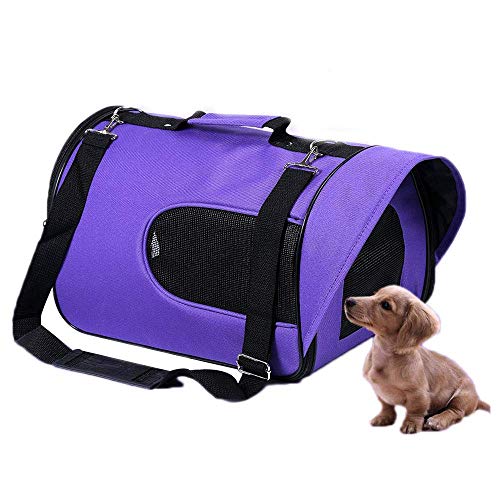 JMOZHCD Pet Space Capsule Haustiertasche, tragbar, faltbar, Handtasche, Netzgewebe, atmungsaktiv, geeignet für Hunde und Katzen, Reisen, tragbar, geeignet für den Außenbereich (Purple Small) von JMOZHCD