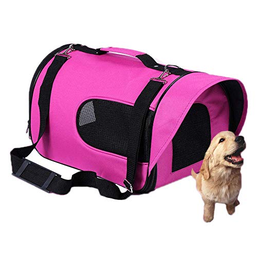 JMOZHCD Pet Space Capsule Haustiertasche, tragbar, faltbar, Handtasche, Netzgewebe, atmungsaktiv, geeignet für Hunde und Katzen, Reisen, tragbar, geeignet für den Außenbereich (Rose Red Medium) von JMOZHCD