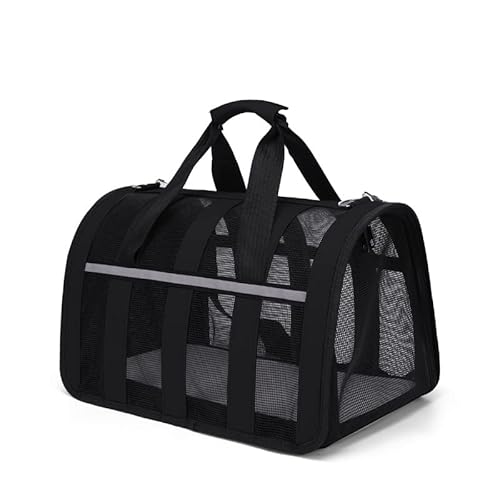 JMOZHCD Tragbare, atmungsaktive Umhängetasche, tragbare Haustiertasche zum Ausgehen, geeignet für Katzen- und Hundehandtaschen und Transporttaschen (Black L) von JMOZHCD