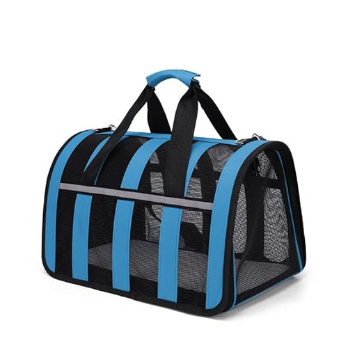 JMOZHCD Tragbare, atmungsaktive Umhängetasche, tragbare Haustiertasche zum Ausgehen, geeignet für Katzen- und Hundehandtaschen und Transporttaschen (Blue M) von JMOZHCD