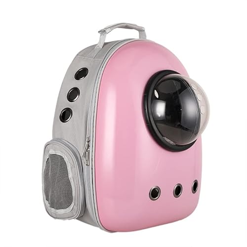 JMOZHCD Tragbare Katzentasche, Raumkapsel, Haustier-Rucksack, Katzen-Hunde-Rucksack, Welpen-Handtasche, geeignet für Outdoor-Reisen (Pink+Grey) von JMOZHCD