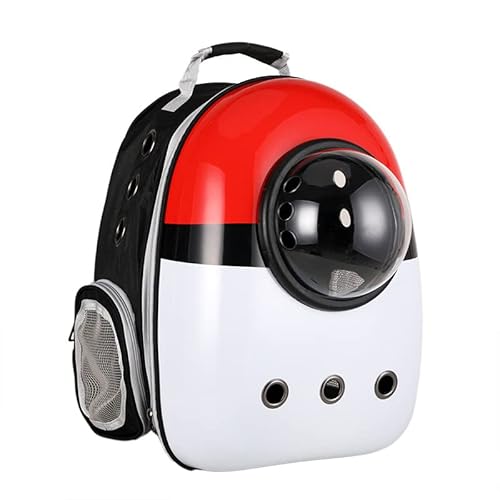 JMOZHCD Tragbare Katzentasche, Raumkapsel, Haustier-Rucksack, Katzen-Hunde-Rucksack, Welpen-Handtasche, geeignet für Outdoor-Reisen (Red+White) von JMOZHCD