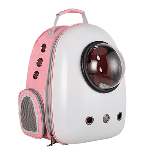 JMOZHCD Tragbare Katzentasche, Raumkapsel, Haustier-Rucksack, Katzen-Hunde-Rucksack, Welpen-Handtasche, geeignet für Outdoor-Reisen (White+pink) von JMOZHCD