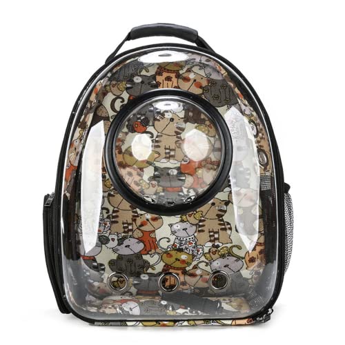 JMOZHCD Transparente, Bedruckte Katzentasche, Haustier-Ausflugstasche, tragbare, atmungsaktive Hunderucksack-Handtasche, geeignet für Outdoor-Reisen (Kitten Green) von JMOZHCD