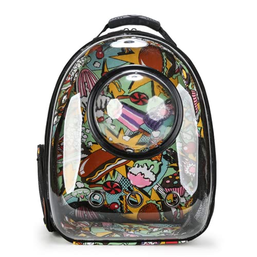 JMOZHCD Transparente, Bedruckte Katzentasche, Haustier-Ausflugstasche, tragbare, atmungsaktive Hunderucksack-Handtasche, geeignet für Outdoor-Reisen (Kitten Yellow) von JMOZHCD