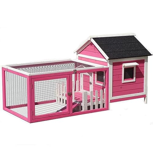 Kaninchenstall, Outdoor-Kaninchenstall für 2 Kaninchen, zu öffnende Oberseite mit wetterfestem Dach, abnehmbares Tablett, Kaninchen-Frettchen-Rampe (C2 163 * 68 * 82cm) von JMOZHCD